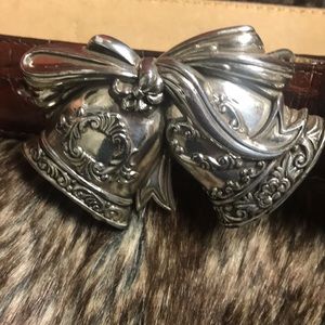 Brighton Brown Belt  Embossed Leather with Jingle Bells Buckle Size M/30